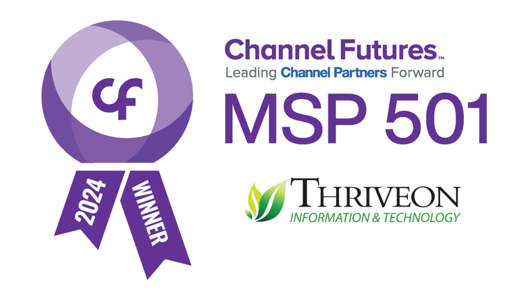 Channel Futures Image with Thriveon logo as MSP 2024 winner