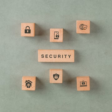 security wooden blocks about encryption and safety