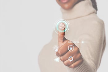 understanding identity and access management IAM woman scanning fingerprint