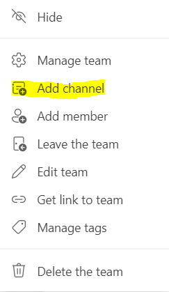 add a channel tab highlighted in yellow